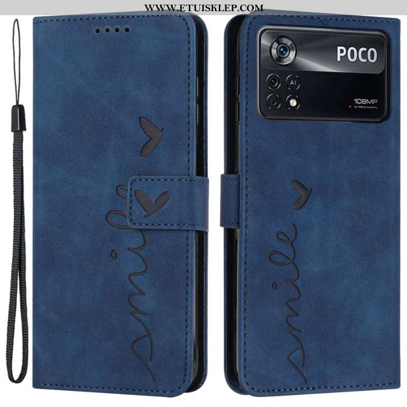 Etui Folio do Poco X4 Pro 5G z Łańcuch Pasiasty Uśmiech